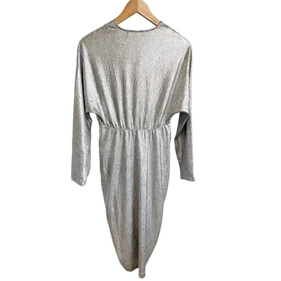 IRO Paris Cilty Silver Metallic Ruched Mini Dress NWT Small - Picture 4 of 9